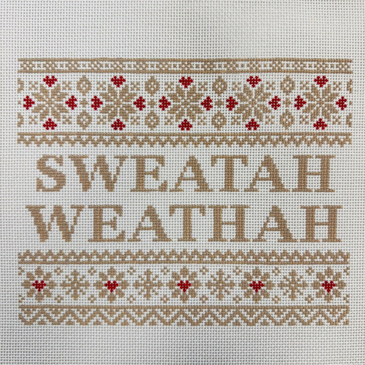 SWEATAH WEATHAH (TAUPE) needlepoint canvas - Bargello Needlepoint