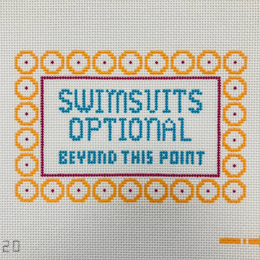 Swimsuits Optional Beyond This Point needlepoint canvas - Bargello Needlepoint