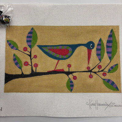 Teal Bird needlepoint canvas - Bargello Needlepoint