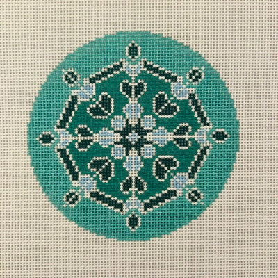 Teal Snowflake Ornament needlepoint canvas - Bargello Needlepoint
