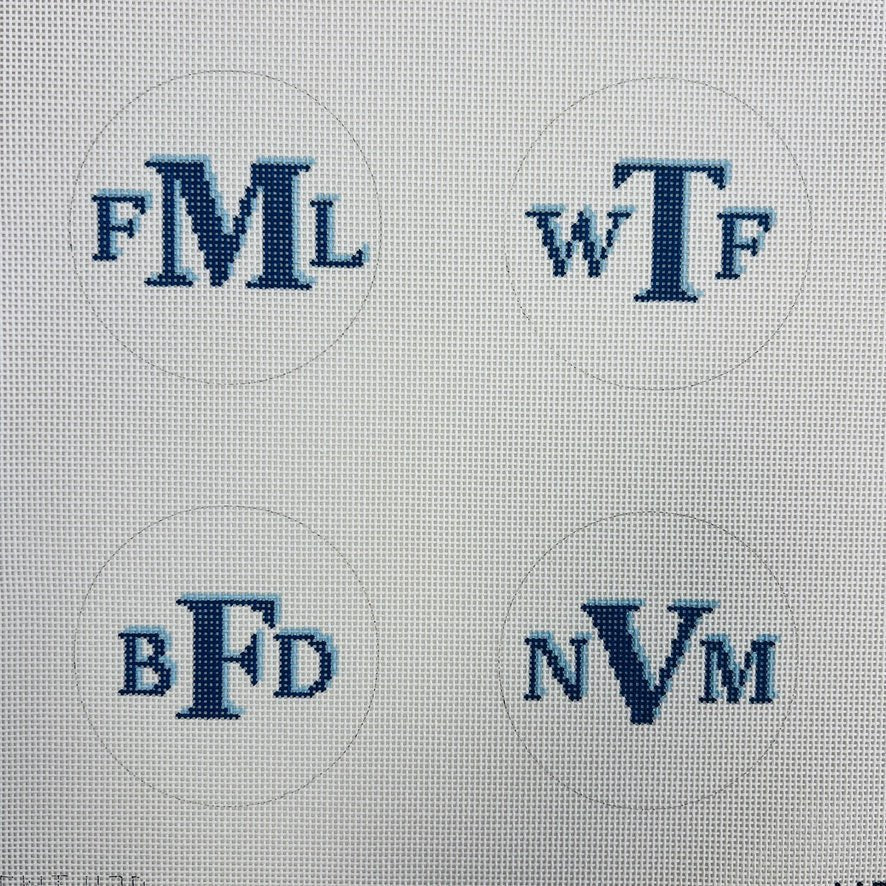 THE LIFE COASTERS (BLUE) needlepoint canvas - Bargello Needlepoint