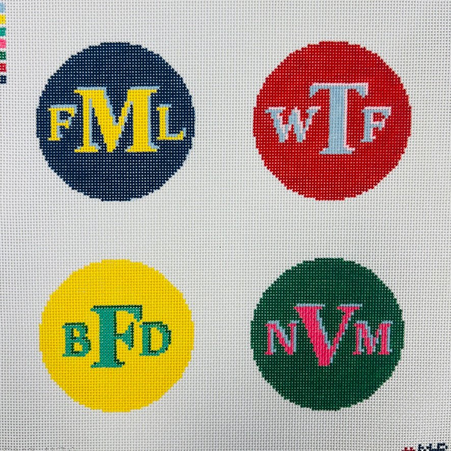 THE LIFE COASTERS (COLORS) needlepoint canvas - Bargello Needlepoint