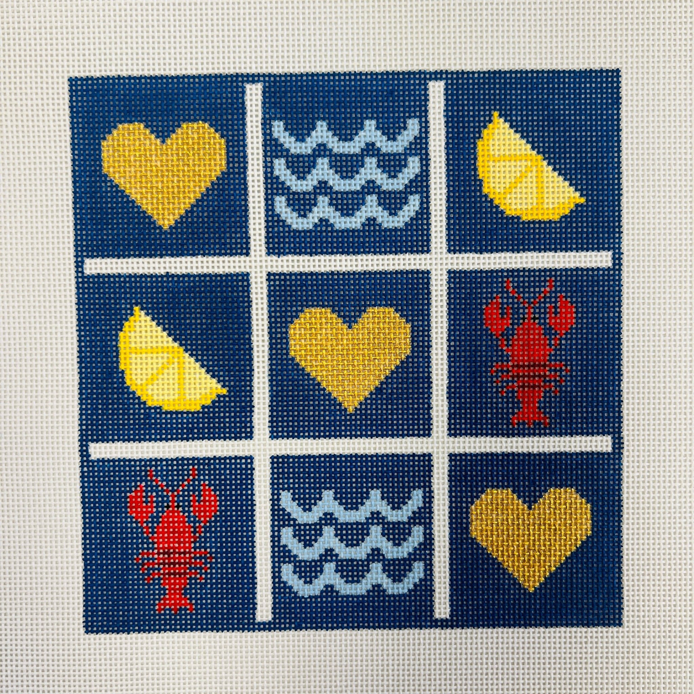 TIC TAC LOBSTER DINNER needlepoint canvas - Bargello Needlepoint