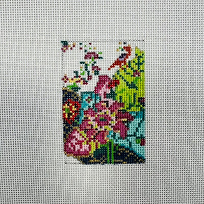 Tobacco Leaf Luggage Tag needlepoint canvas - Bargello Needlepoint