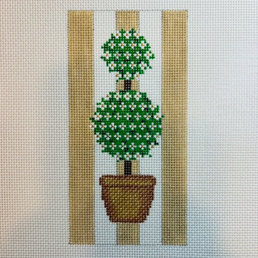 Topiary Eyeglass Case - Green needlepoint canvas - Bargello Needlepoint