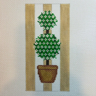 Topiary Eyeglass Case - Green needlepoint canvas - Bargello Needlepoint