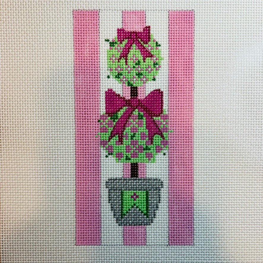 Topiary Eyeglass Case - Pink needlepoint canvas - Bargello Needlepoint