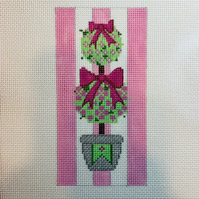 Topiary Eyeglass Case - Pink needlepoint canvas - Bargello Needlepoint