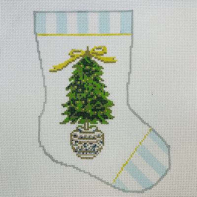 Trim the Tree Topiary Mini Stocking needlepoint canvas - Bargello Needlepoint