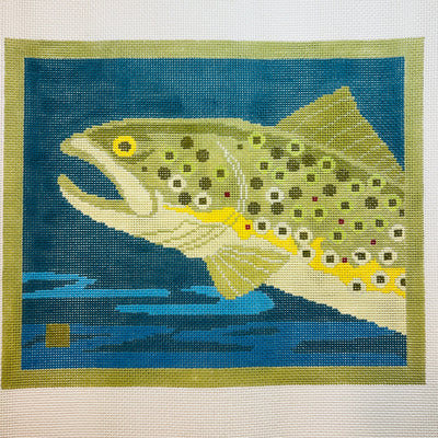Trout in the Water needlepoint canvas - Bargello Needlepoint