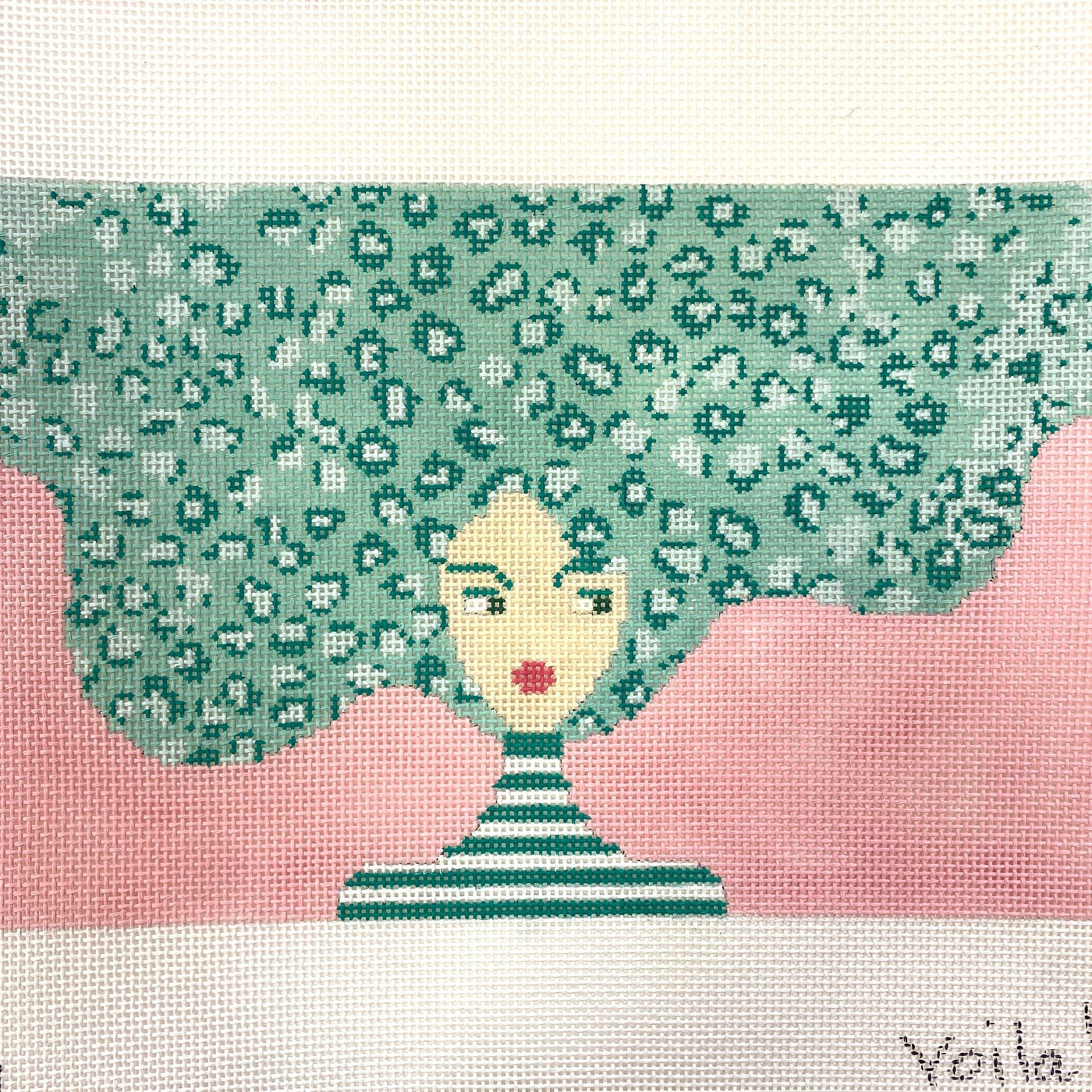 Turquoise Leo Hair needlepoint canvas - Bargello Needlepoint
