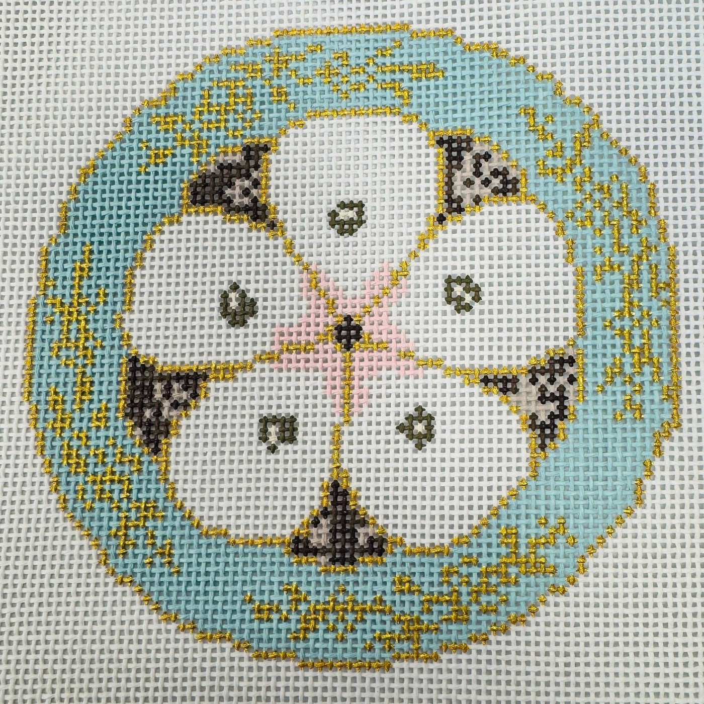 Turquoise Oyster Plate 18 count needlepoint canvas - Bargello Needlepoint