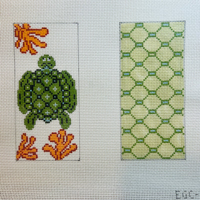 Turtle and Coral Double Eyeglass Case needlepoint canvas - Bargello Needlepoint