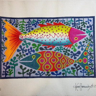Two Fancy Fish needlepoint canvas - Bargello Needlepoint