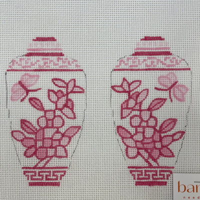 Two - Sided Jar Ornament or Scissors Case - pink or blue needlepoint canvas - Bargello Needlepoint