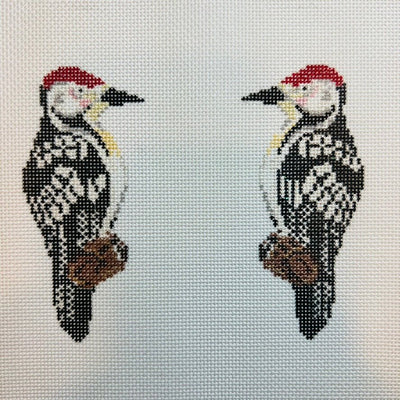 Two - sided Woodpecker Ornament needlepoint canvas - Bargello Needlepoint