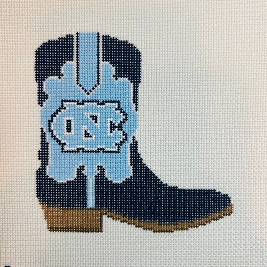 UNC University Cowboy Boot needlepoint canvas - Bargello Needlepoint