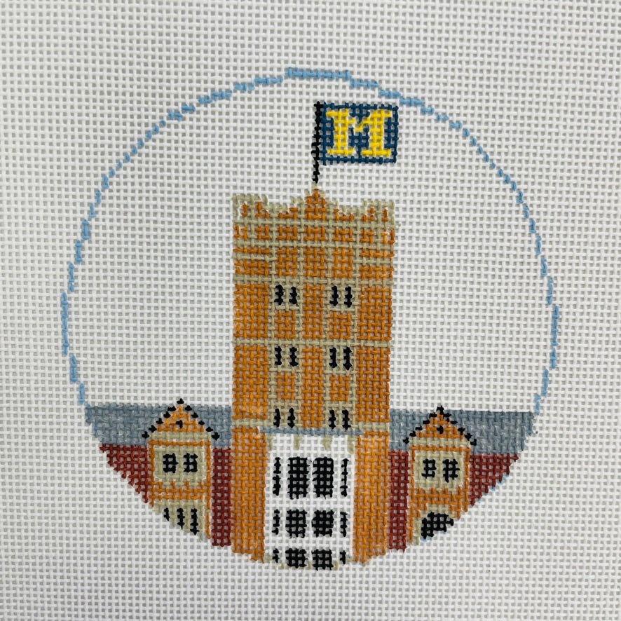 University of Michigan Round Ornament needlepoint canvas - Bargello Needlepoint