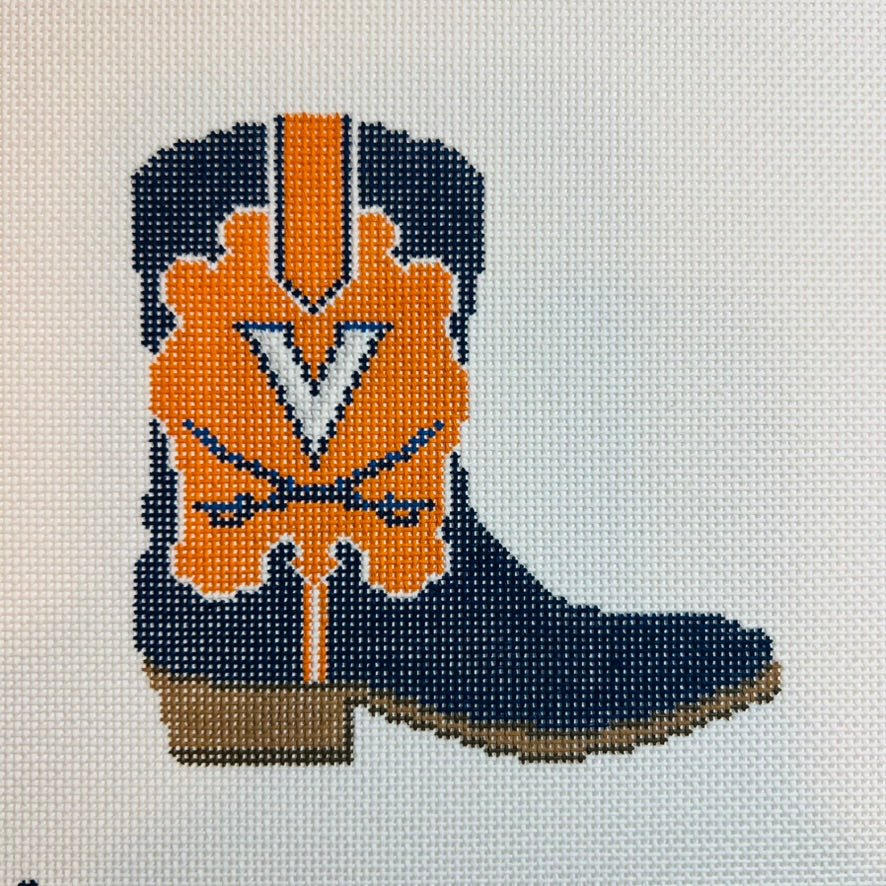 UVA University of Virginia Cowboy Boot needlepoint canvas - Bargello Needlepoint