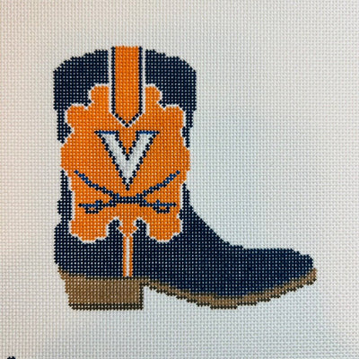 UVA University of Virginia Cowboy Boot needlepoint canvas - Bargello Needlepoint