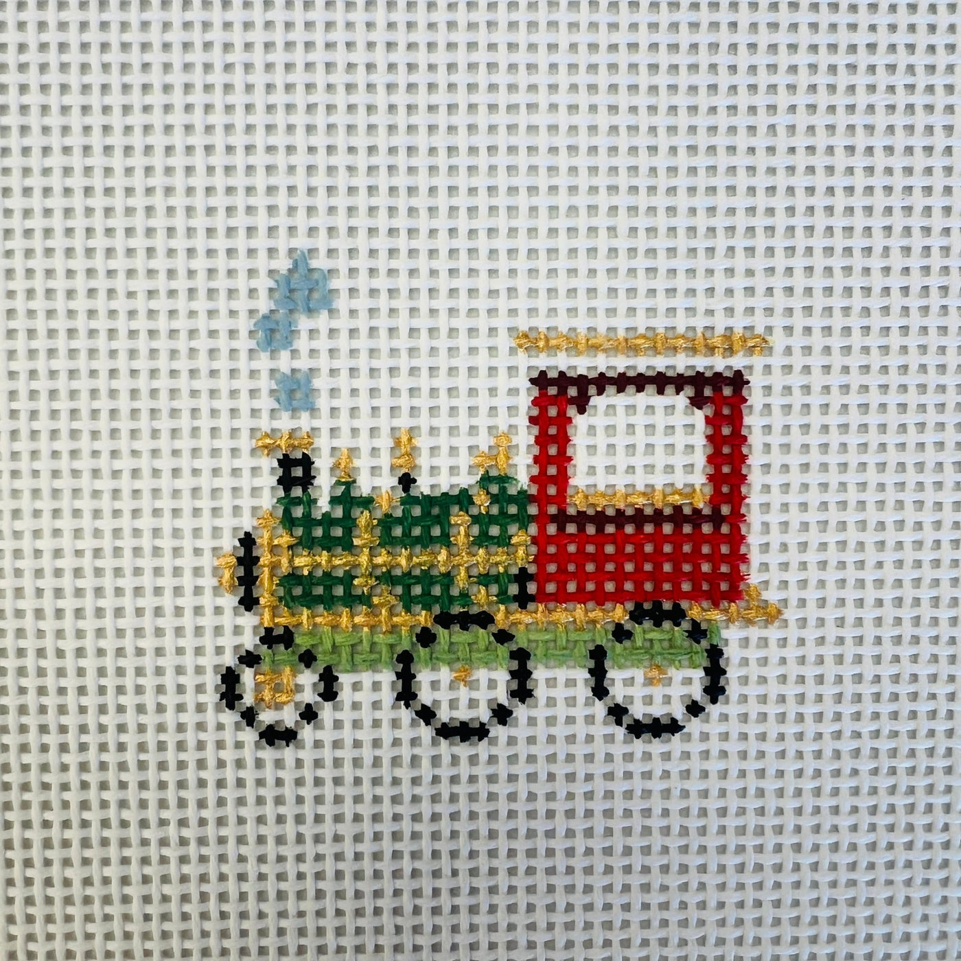 Victorian Christmas - Train Ornament needlepoint canvas - Bargello Needlepoint
