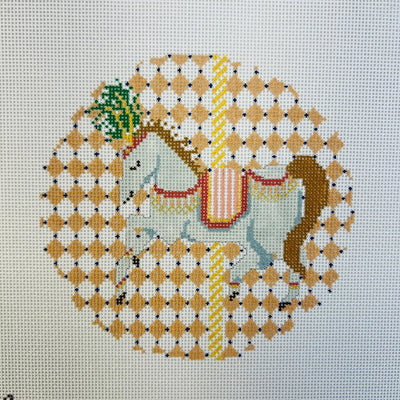 Vintage Circus - Carousel Horse Ornament needlepoint canvas - Bargello Needlepoint