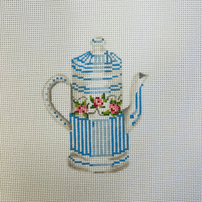 White & Blue Kettle needlepoint canvas - Bargello Needlepoint