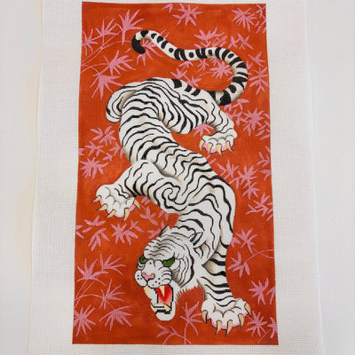 White Tiger Trifold Clutch needlepoint canvas - Bargello Needlepoint