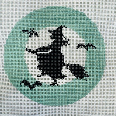 Witch Silhouette Needlepoint Canvas with stitch guide needlepoint canvas - Bargello Needlepoint