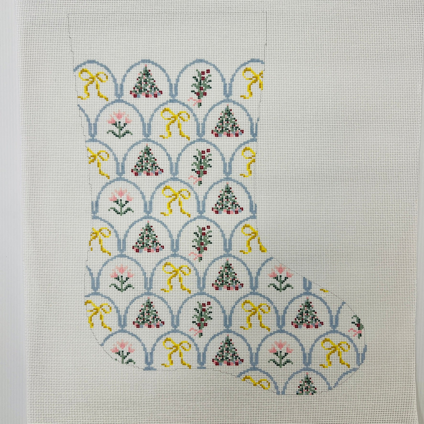 Yellow Bow Stocking needlepoint canvas - Bargello Needlepoint