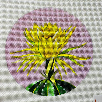 Yellow Cactus Flower On Pink needlepoint canvas - Bargello Needlepoint