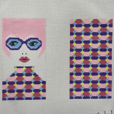 Tres Chic Eyeglass Case front and back Needlepoint Canvas