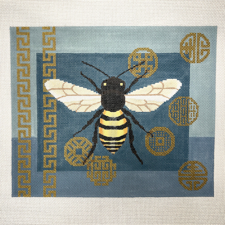 Bee & Coins on Blue