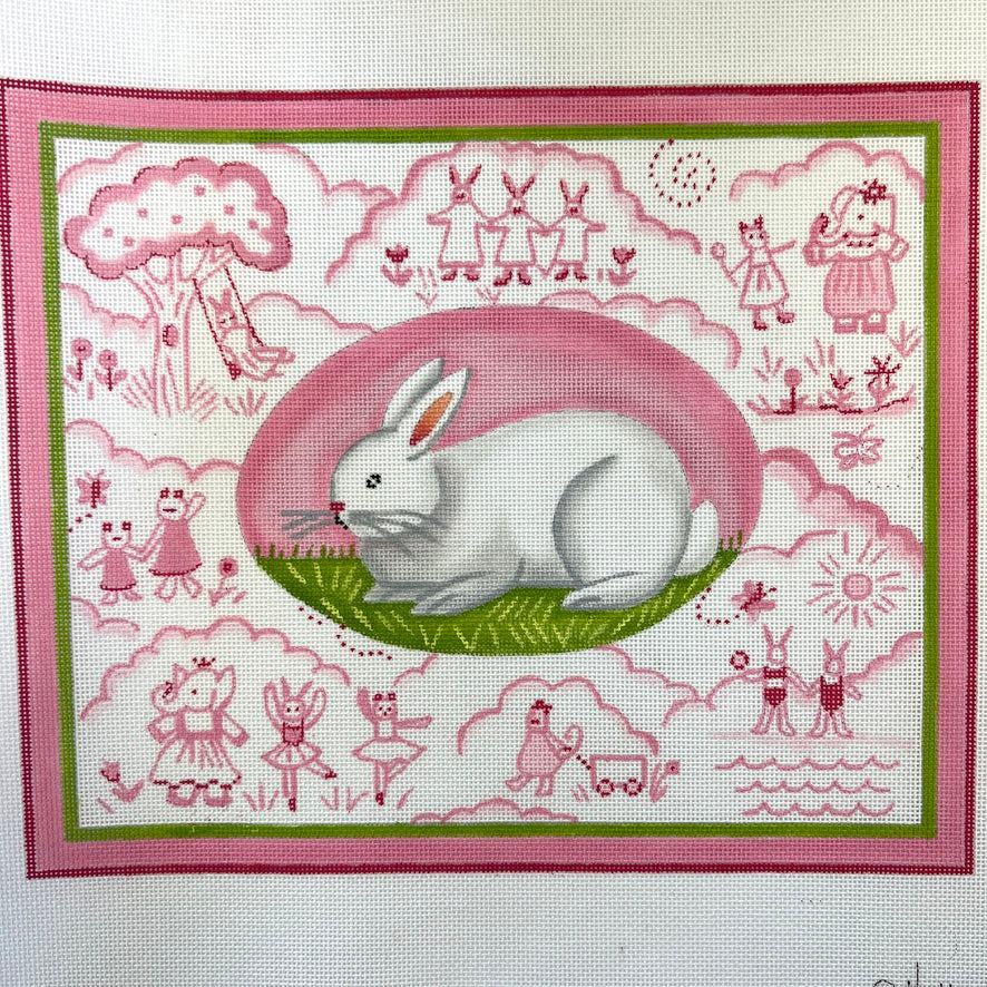 Pink Bunny Needlepoint Canvas