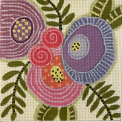 Happy Flowers Trio Needlepoint Canvas