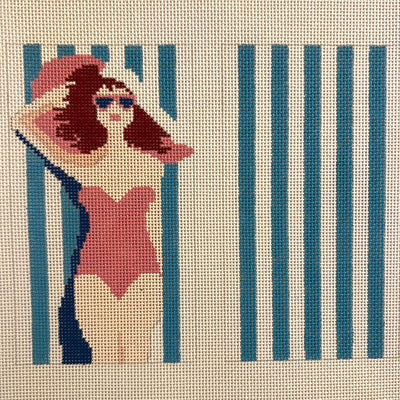 Pink Bathing Beauty Eyeglass Case Needlepoint Canvas