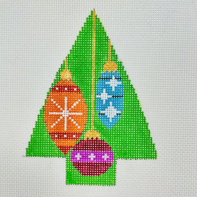 Green Tree with Ornaments Needlepoint Canvas