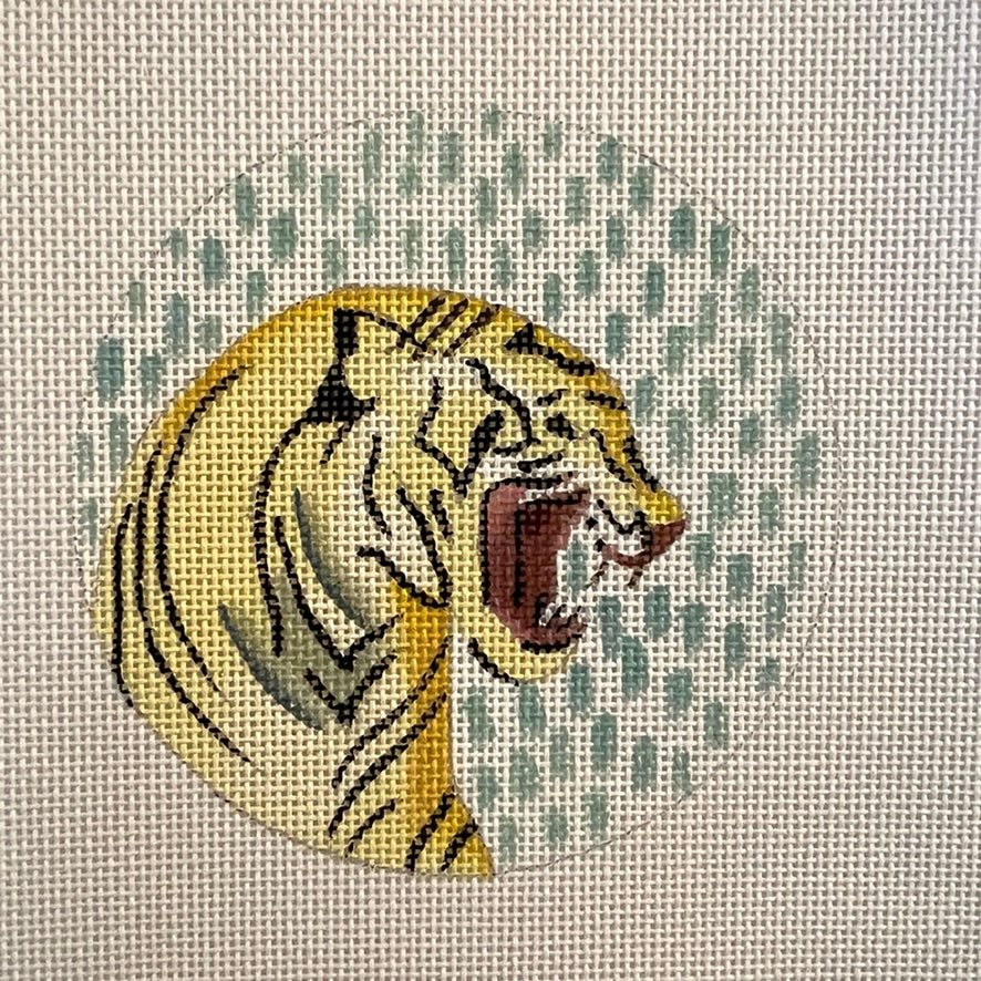 Roaring Tiger Round Ornament Size Needlepoint Canvas