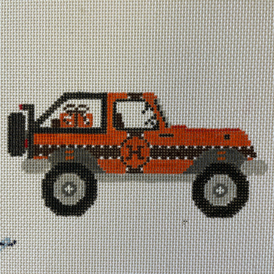 Designer H Orange Jeep Needlepoint Canvas