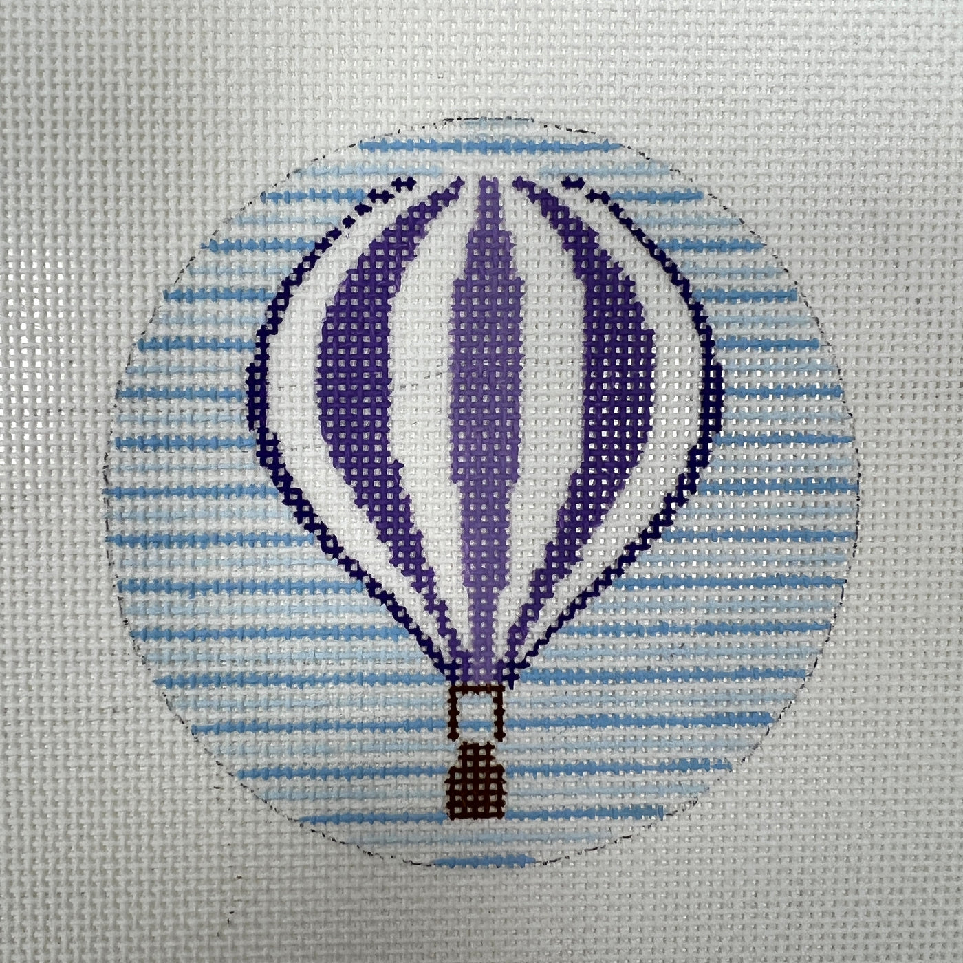 Purple Hot Air Balloon Ornament Needlepoint Canvas
