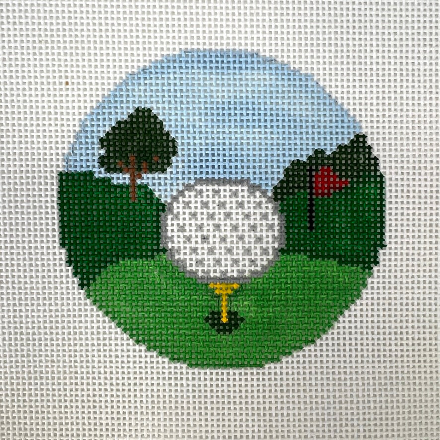 Golf Ball Scene Ornament Needlepoint Canvas