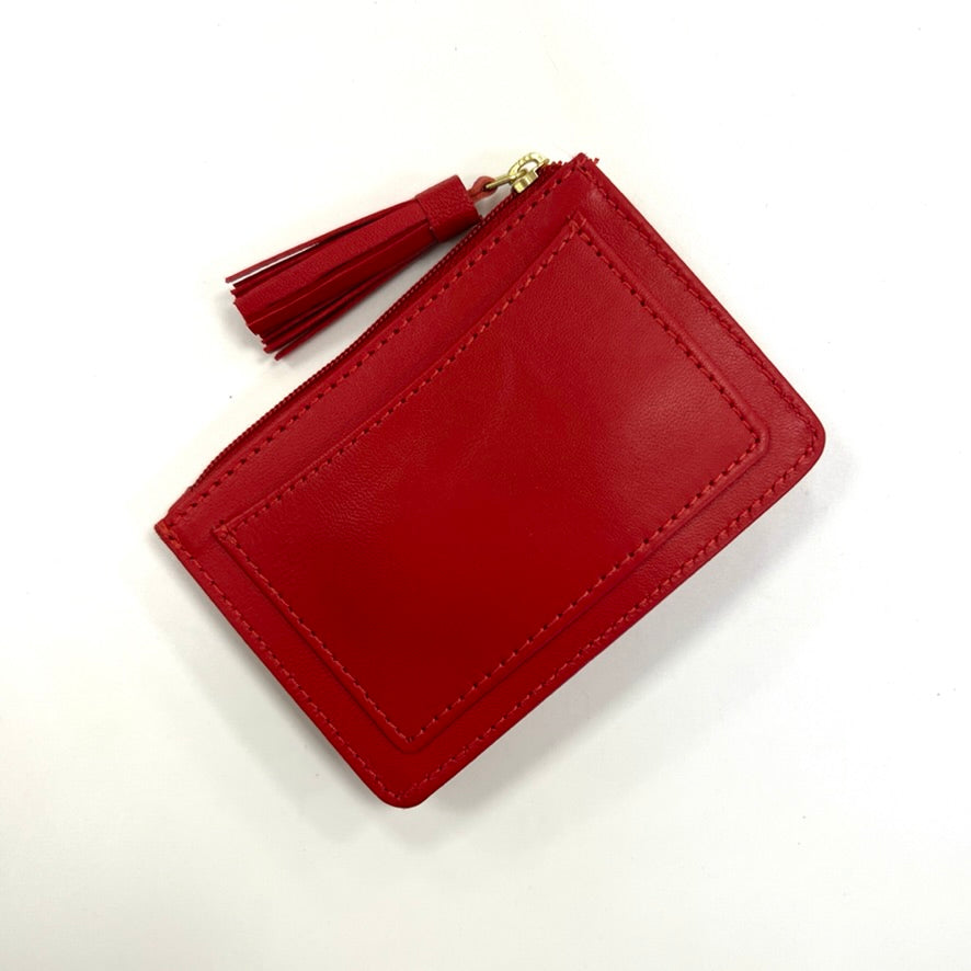 Leather Zipper Coin Wallets with Tassel