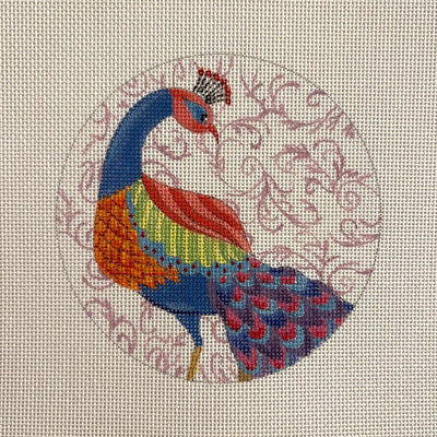 Blue Peacock on Lavender Ornament Needlepoint Canvas