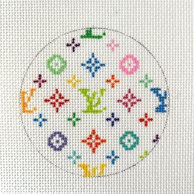 Multi-color Designer 3" Round Needlepoint Canvas