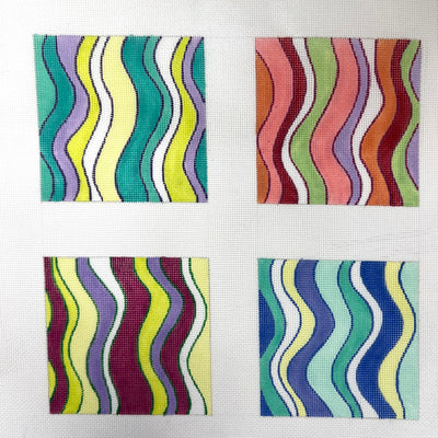 Pucciesque Wave Coasters Set Needlepoint Canvas