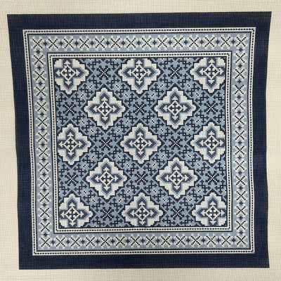 Blue & White Global Tile Needlepoint Canvas