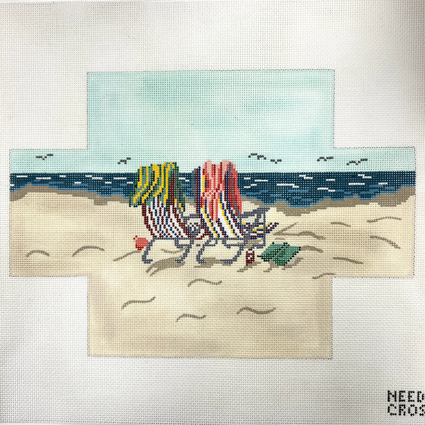 Beach Chairs Brick Cover Needlepoint Canvas