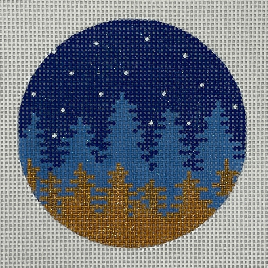 Faded Night Trees Ornament Needlepoint Canvas