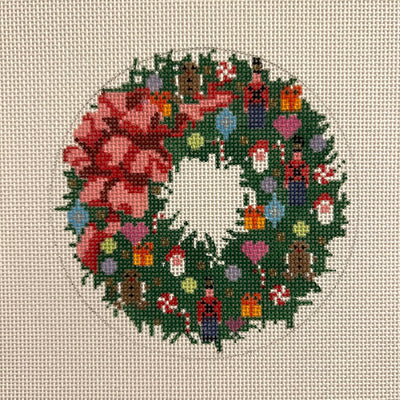 Christmas Wreath with Ornaments Needlepoint Canvas