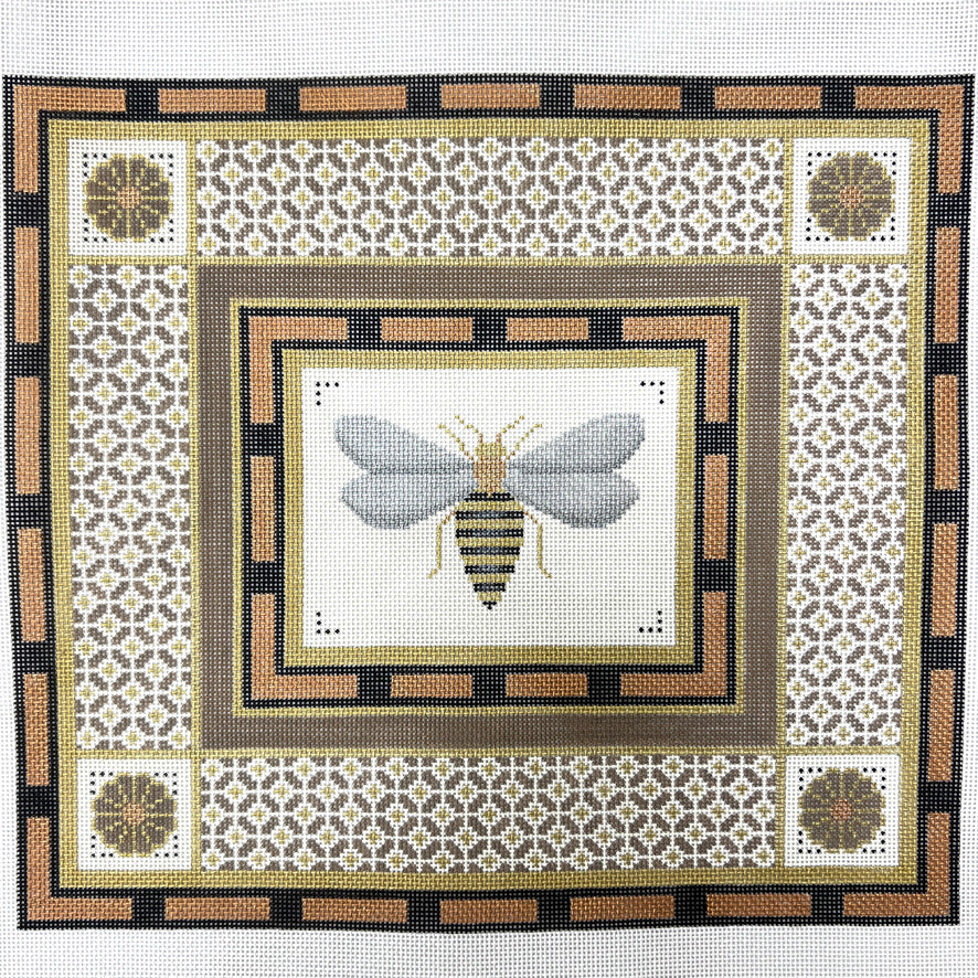 Asian Bee with Borders Needlepoint Canvas